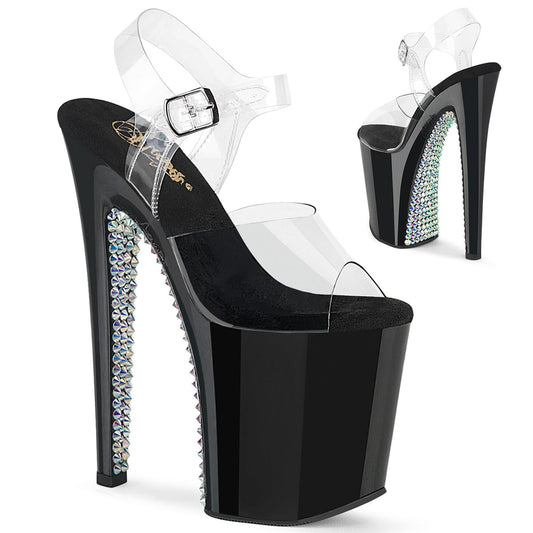 XTREME-808SPRS Pleaser Clear/Black/Silver Sexy Platform Shoes (Pole Dancing Heels)