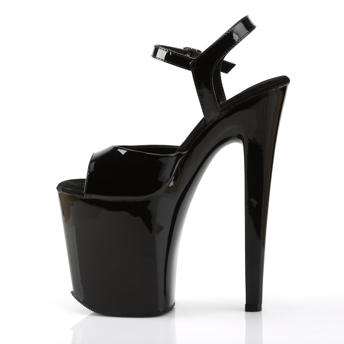 XTREME-809 8" Heel Black Patent Pole Dancer Platform Shoes