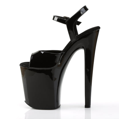 XTREME-809 8" Heel Black Patent Pole Dancer Platform Shoes