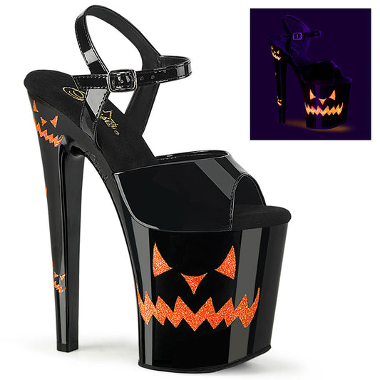 XTREME-809JOL Pleaser Black Orange 8 Inch Exotic Dancing Platform Shoes