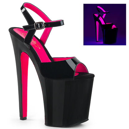 XTREME-809TT 8" Heel Black Pole Dancer Platform Shoes