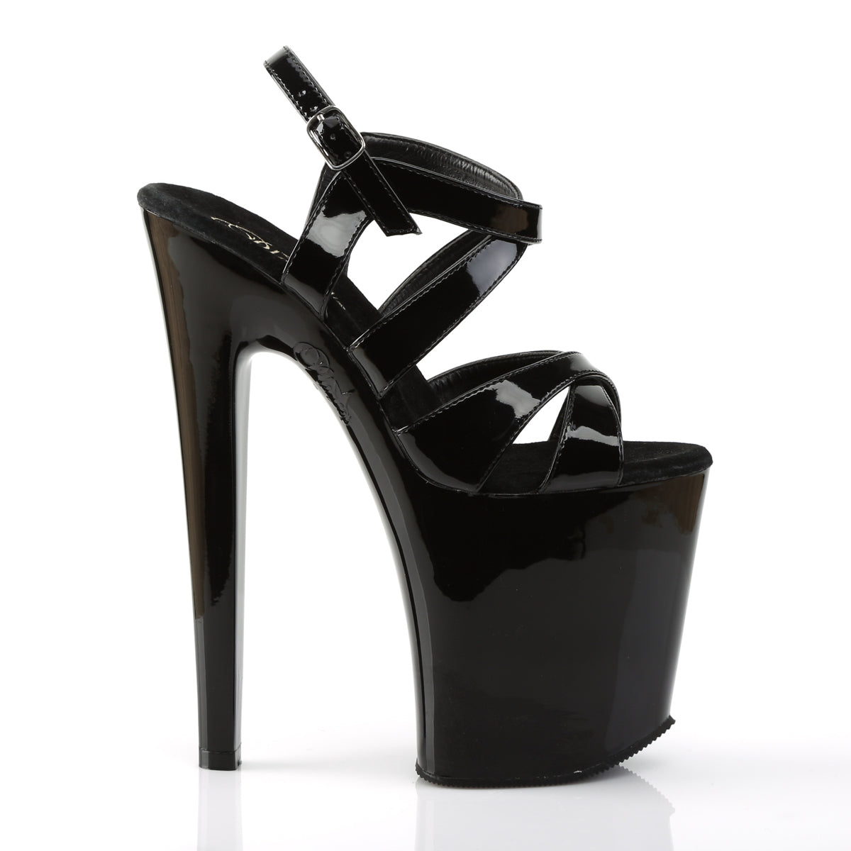 XTREME-872 8" Heel Black Patent Pole Dancer Platform Shoes