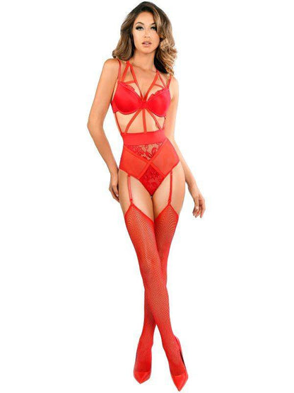 AL-A1045 Allure fetish Lingerie ADORE FREYA ANGEL OF LOVE LACE TEDDY RED RED