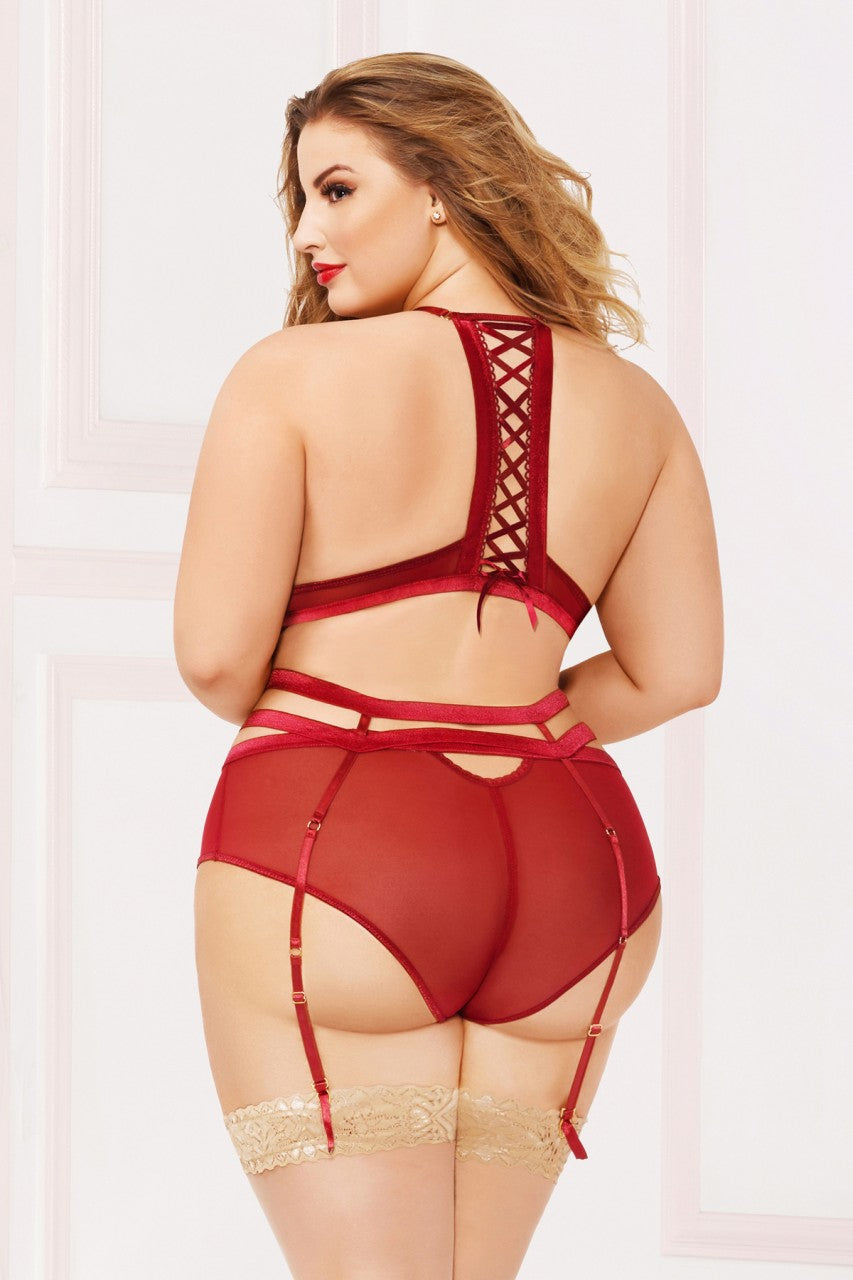 STM10881X Seven Til Midnight Three piece bra set - Burgundy