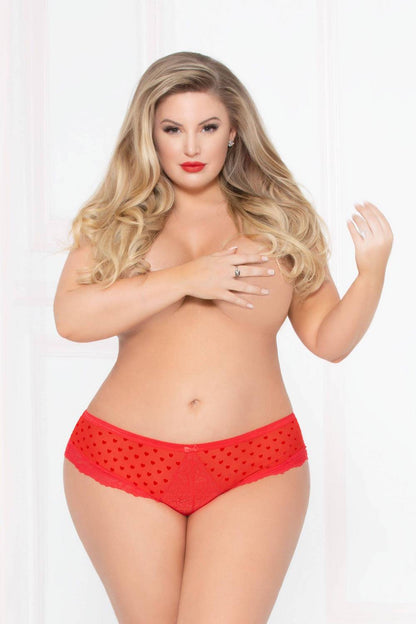 STM10938X Seven Til Midnight Heart Mesh & Lace Panty Red
