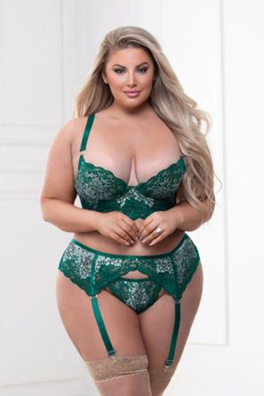 STM11328X Seven Til Midnight Champagne Wishes Bra Set Green - 1X/2X / Green