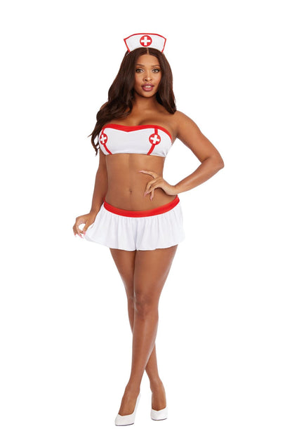 DG12227 Dreamgirl Exotic Dancewear Nurse Uniforms One Size White Red