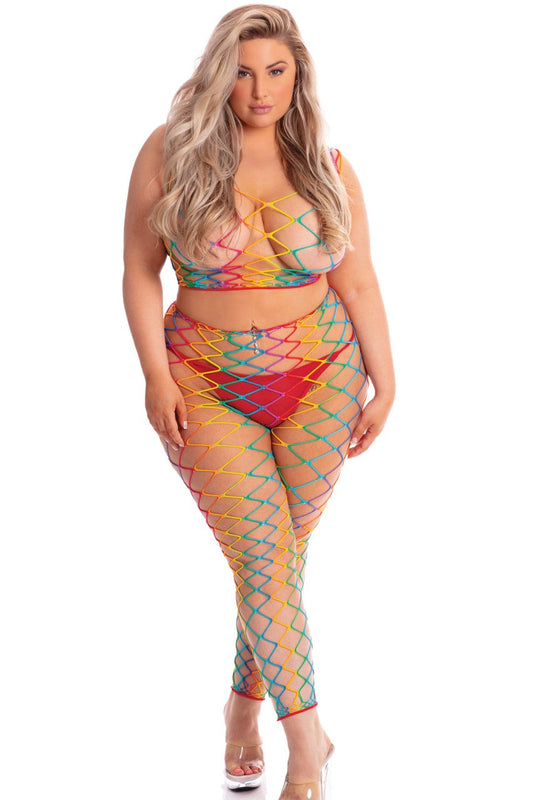 pl23078x Pink Lipstick Exotic Dancewear bedroom wear lipstick roy g biv 2pc bodystocking rainbow