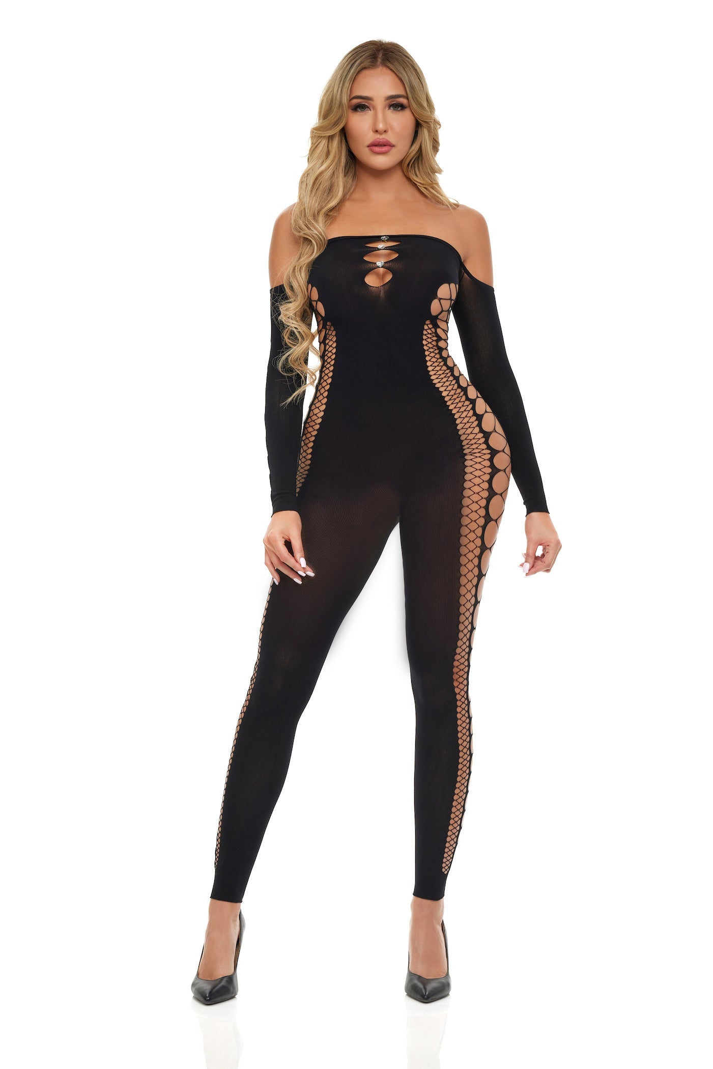 PL27057 Sexy Diamond Drippin Black Bodystocking