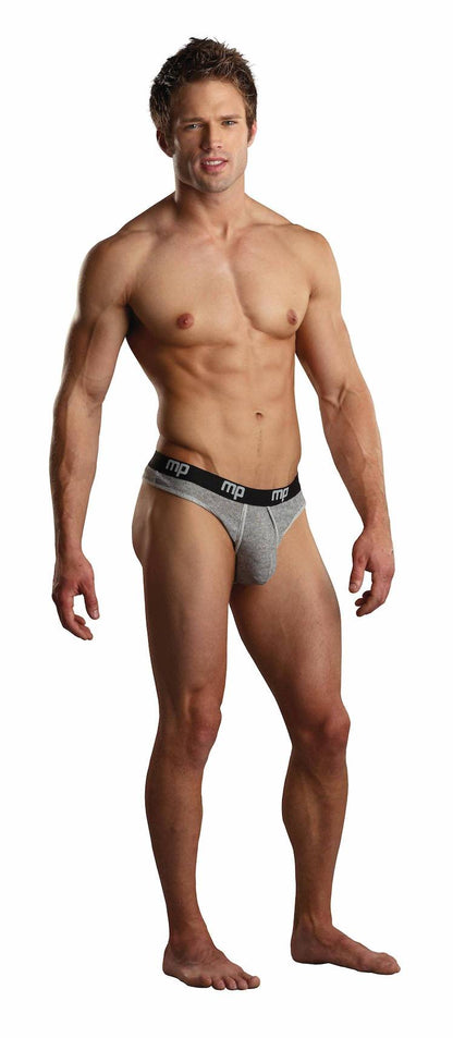 MP436198 Malepower Lo Rise Enhancer Thong - Grey Grey