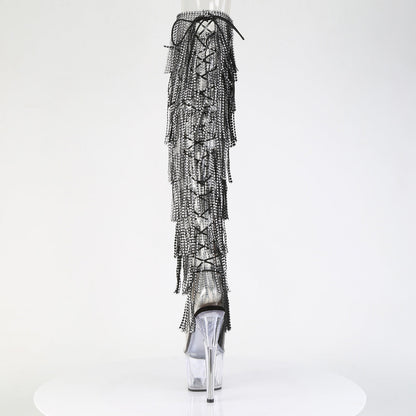 adore 3019c rsf 7 inch heel silver fringes pole dancing thigh highs