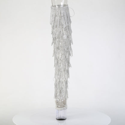 adore 3019c rsf 7 inch heel silver fringes pole dancing thigh highs 1