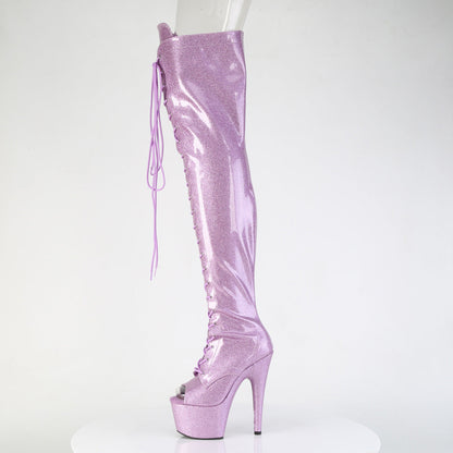 adore 3021gp lilac glitter pleaser pole dancing thigh high boots