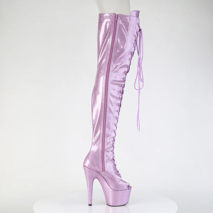 adore 3021gp lilac glitter pleaser pole dancing thigh high boots