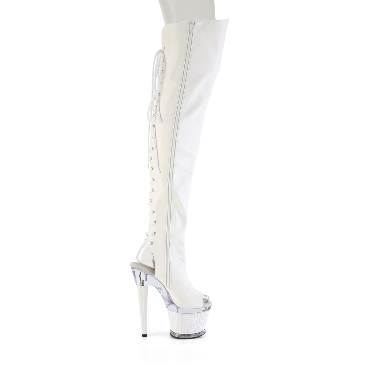 spectator 3030 pleaser pole dancing thigh high boots with peep toes