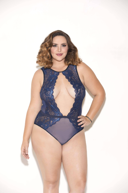 gl35065 glitter glitter two toned no cup lace teddy navy