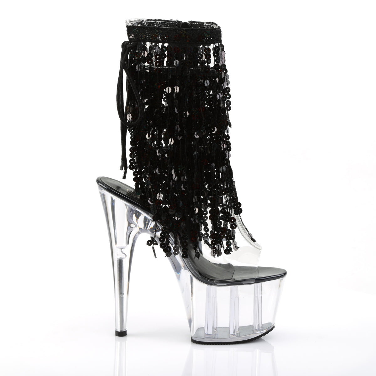 ADORE-1017SQF Strippers Heels Pleaser Platforms (Exotic Dancing) Clr-Blk Holo/Clr