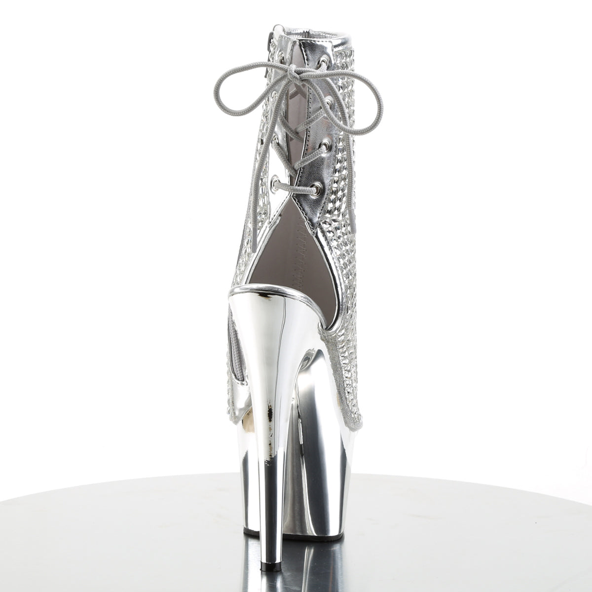 ADORE-1018DCS Pleaser Silver Multi Rhinestones/Silver Chrome Platform Shoes [Sexy Footwear]