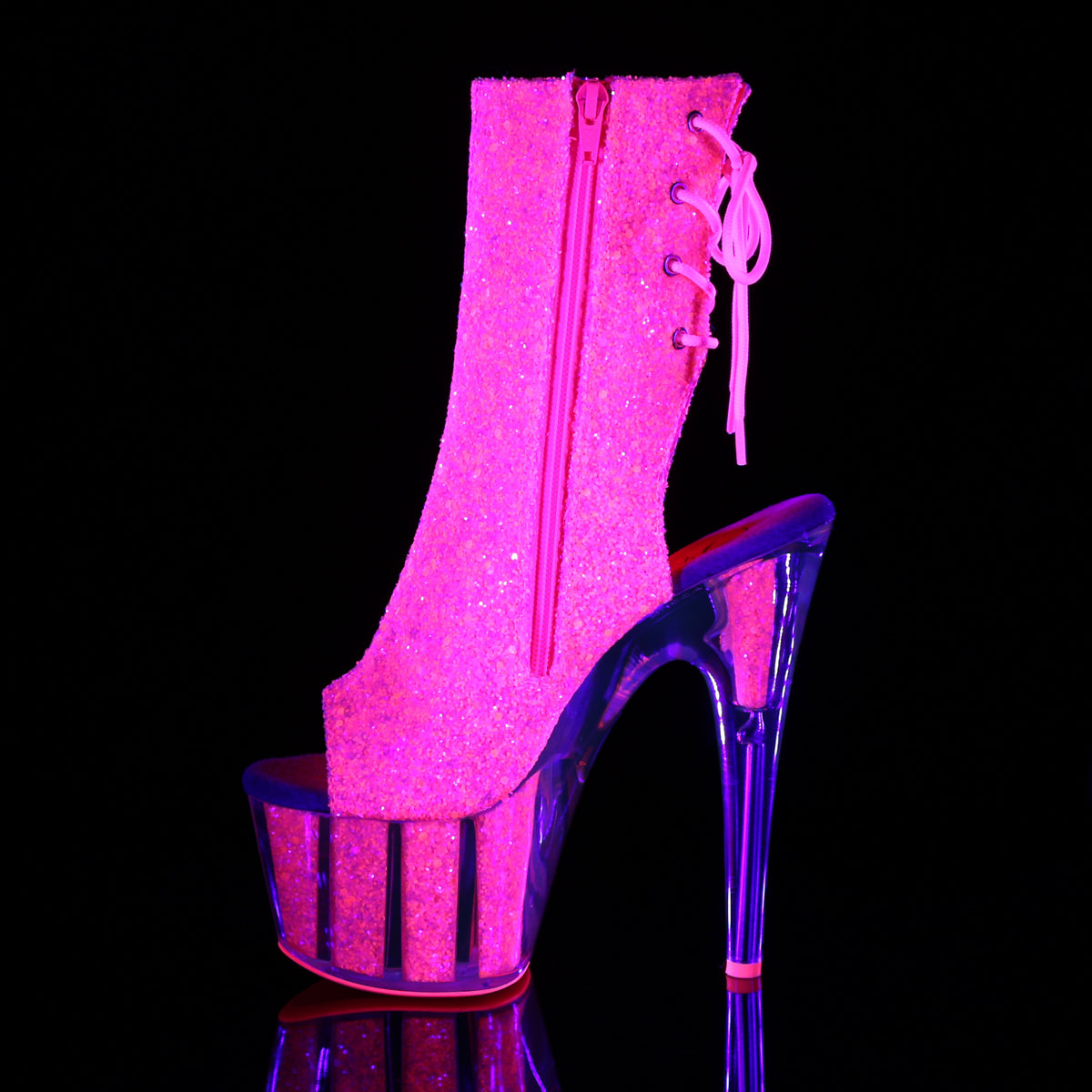 ADORE-1018G Pleaser Neon Pink Glitter/Neon Pink Glitter Platform Shoes [Sexy Footwear]