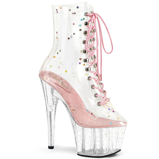 ADORE-1020C-2 Strippers Heels Pleaser Platforms (Exotic Dancing) Clr TPU-B. Pink/Clr