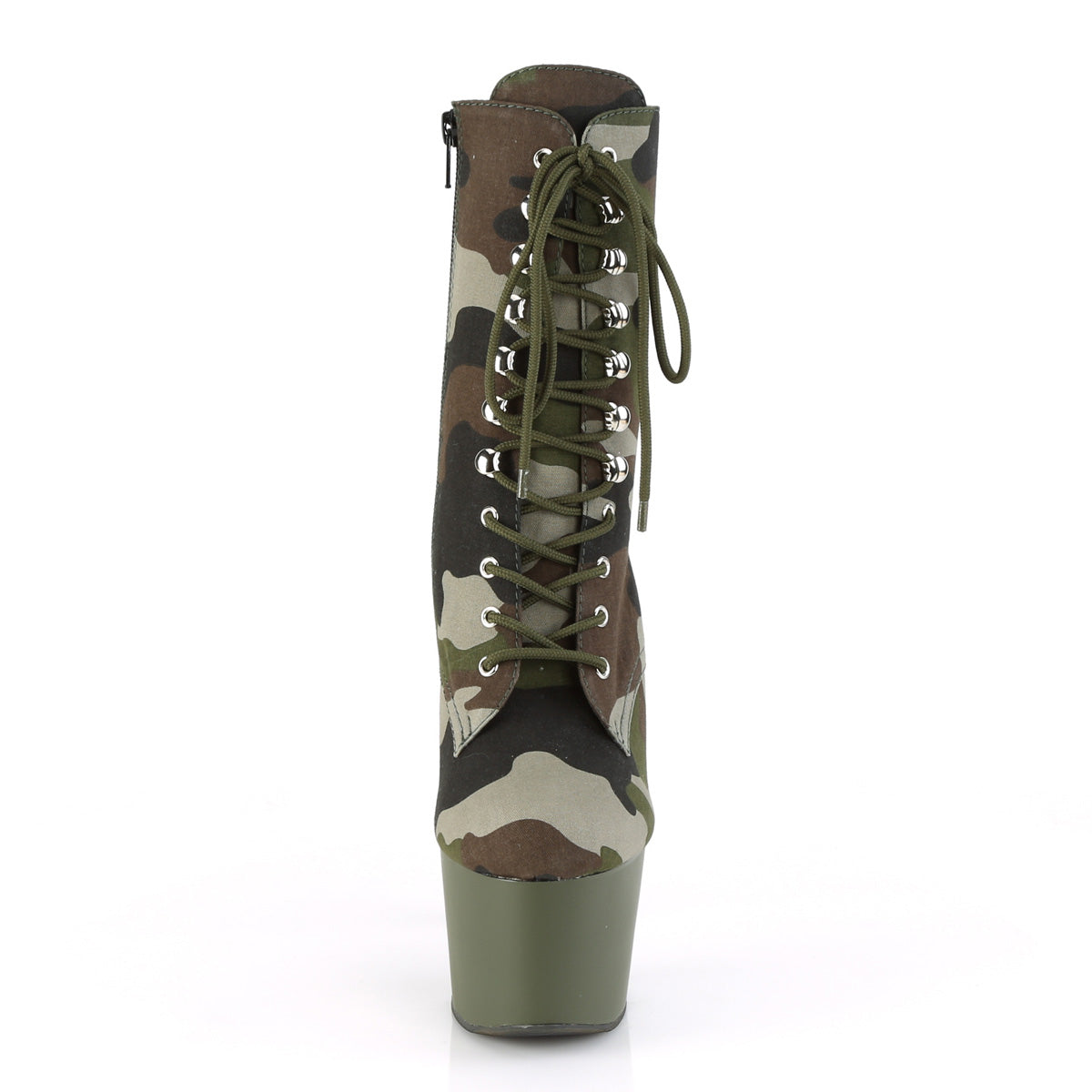 ADORE-1020CAMO Pleaser Green Camo Fabric/Dark Olive Matte Platform Shoes [Sexy Footwear]