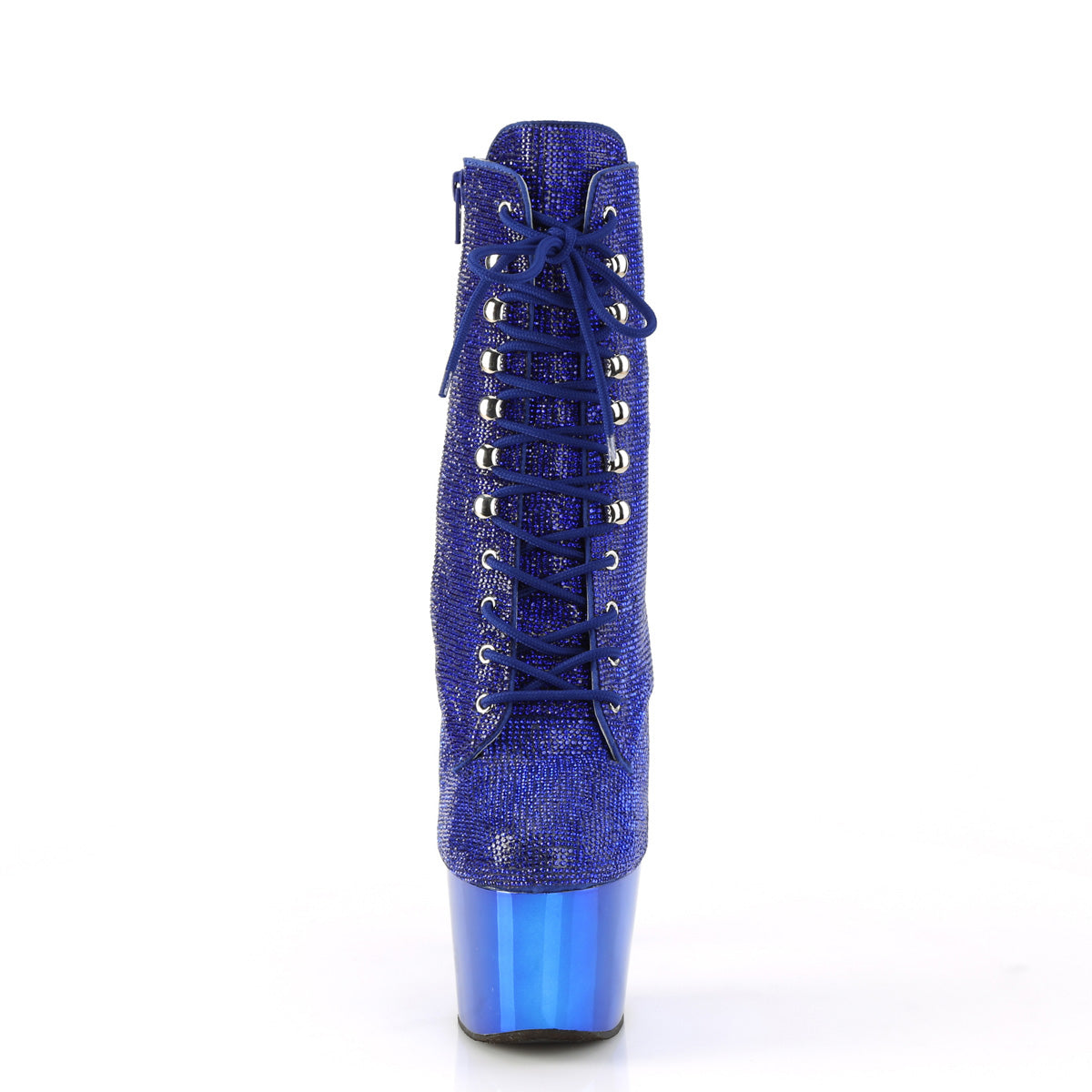 ADORE-1020CHRS Pleaser Royal Blue Rhinestones/Royal Blue Chrome Platform Shoes [Sexy Footwear]