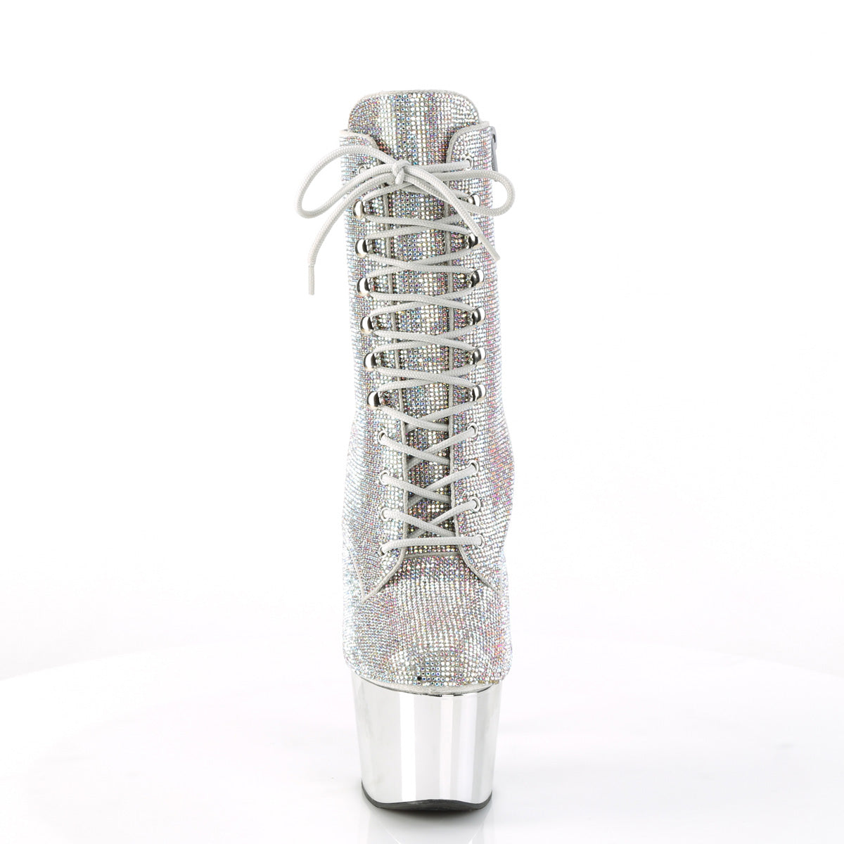 ADORE-1020CHRS Pleaser Silver Multi Rhinestones/Silver Chrome Platform Shoes [Sexy Footwear]