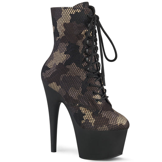 ADORE-1020CM Strippers Heels Pleaser Platforms (Exotic Dancing) Green Camo-Mesh/Blk Matte