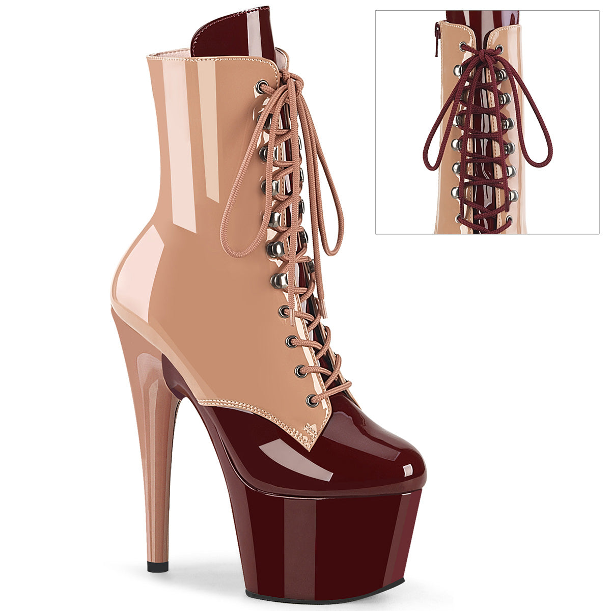 ADORE-1020DC Pleaser Blush-Burgundy Patent Platform Shoes [Sexy Footwear]