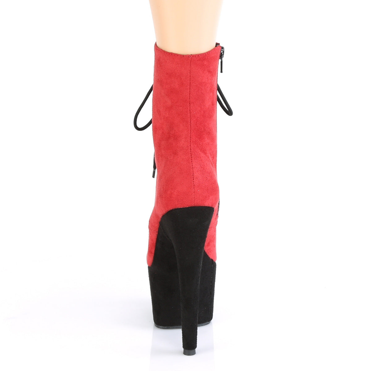 ADORE-1020FSTT Pleaser Red Faux Suede/Black Faux Suede Platform Shoes [Sexy Ankle Boots]