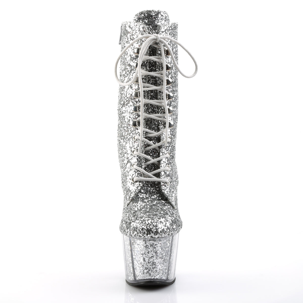 ADORE-1020G Pleaser Silver Glitter/Silver Glitter Platform Shoes [Exotic Dance Ankle Boots]