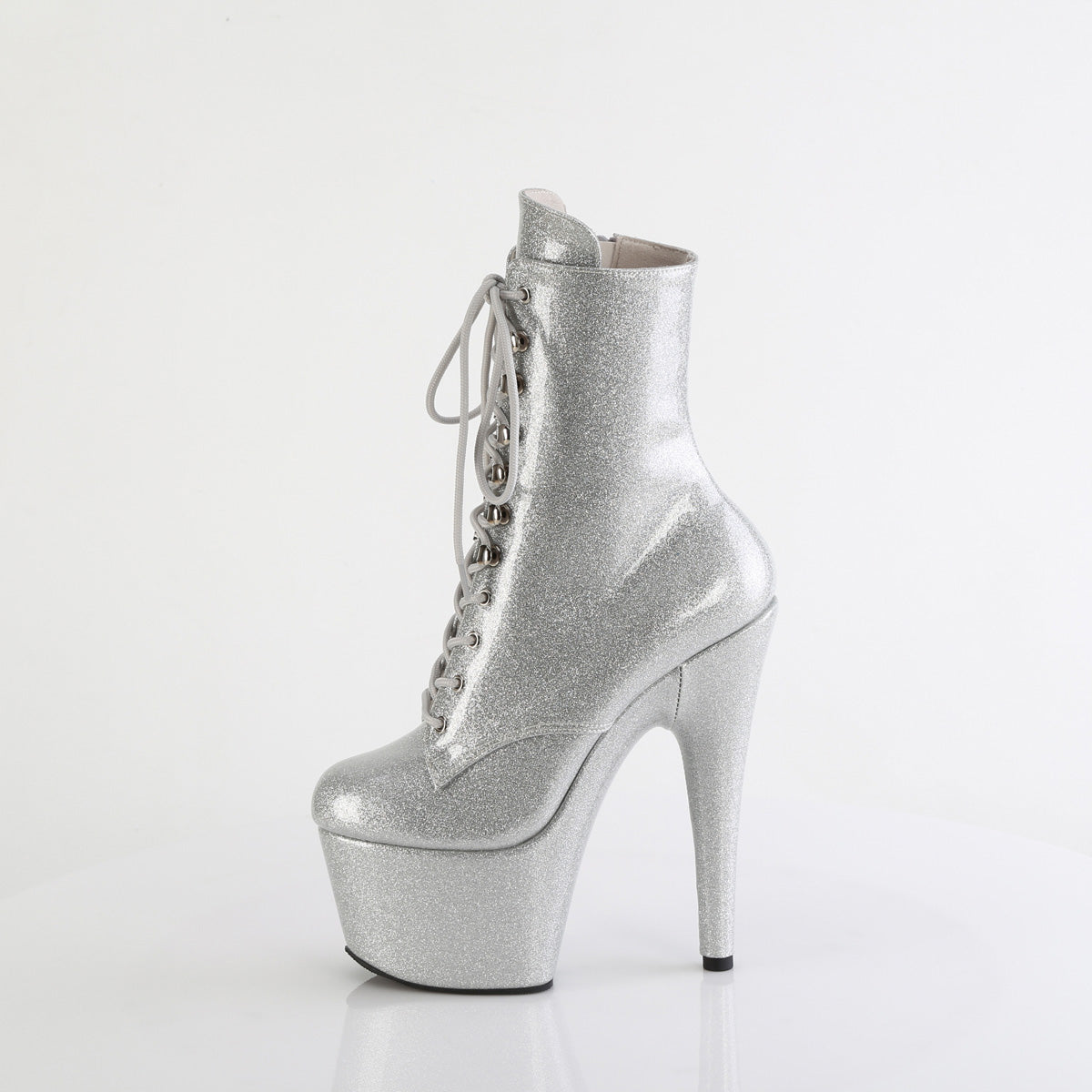 ADORE-1020GP Pleaser Silver Glitter Patent Platform Shoes [Exotic Dance Ankle Boots]