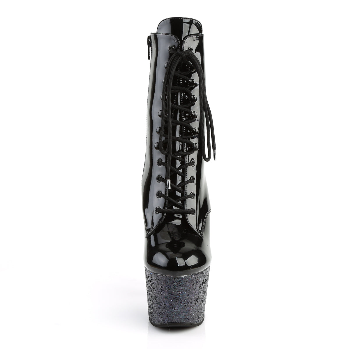 ADORE-1020LG Pleaser Black Patent Multi Glitter Platform Shoes [Exotic Dance Ankle Boots]