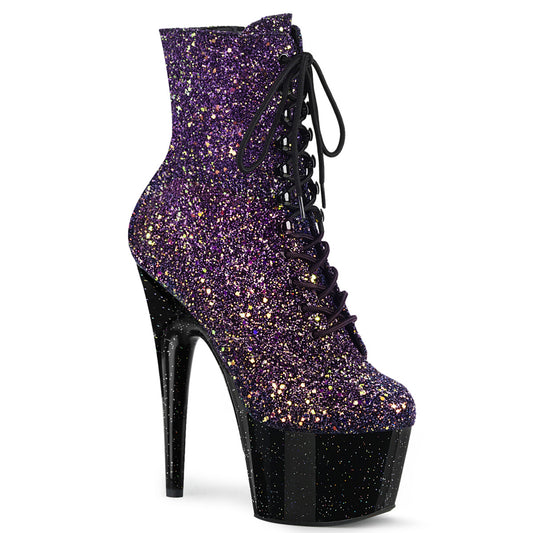 ADORE-1020OMBG Strippers Heels Pleaser Platforms (Exotic Dancing) Purple Multi Glitter/Blk