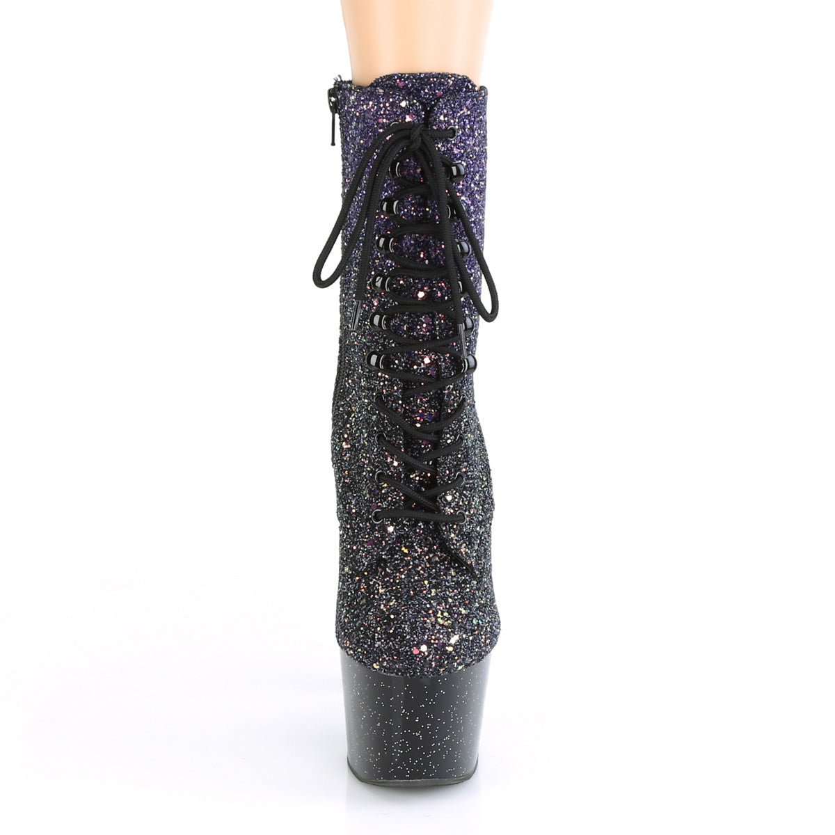 ADORE-1020OMBG Pleaser Purple Multi Glitter/Black Platform Shoes [Exotic Dance Ankle Boots]