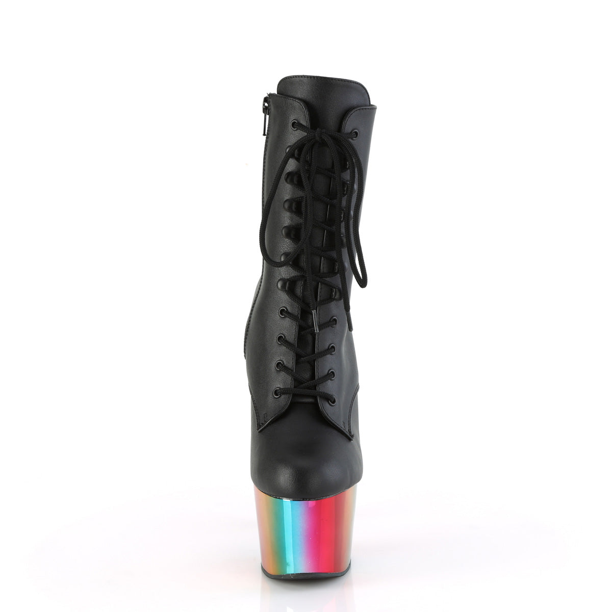 ADORE-1020RC Pleaser Black Faux Leather/Rainbow Chrome Platform Shoes [Sexy Ankle Boots]