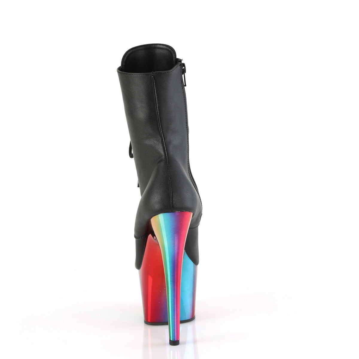 ADORE-1020RC Pleaser Black Faux Leather/Rainbow Chrome Platform Shoes [Sexy Ankle Boots]