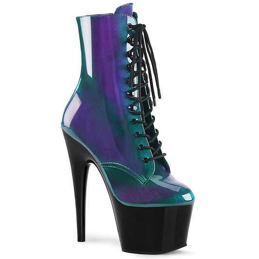 ADORE-1020SHG Strippers Heels Pleaser Platforms (Exotic Dancing) Purple-Green/Blk