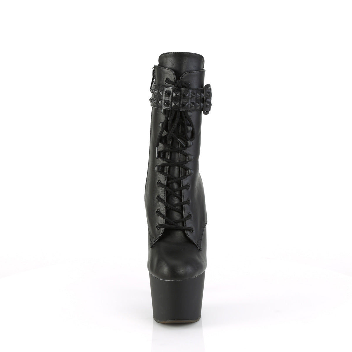 ADORE-1020STR Pleaser Black Faux Leather/Black Matte Platform Shoes [Exotic Dance Ankle Boots]