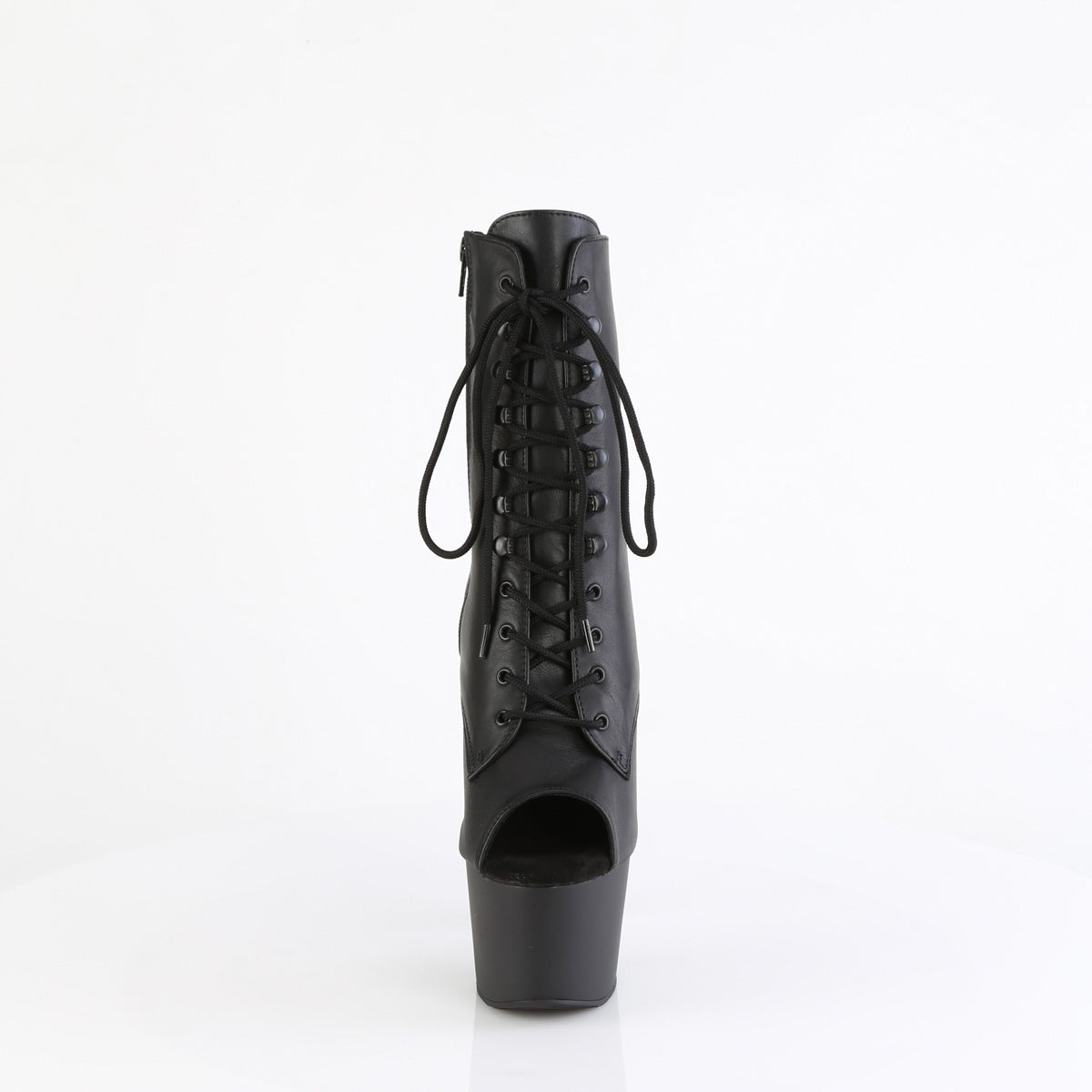 ADORE-1021 Pleaser Black Leather/Black Matte Platform Shoes [Exotic Dance Ankle Boots]