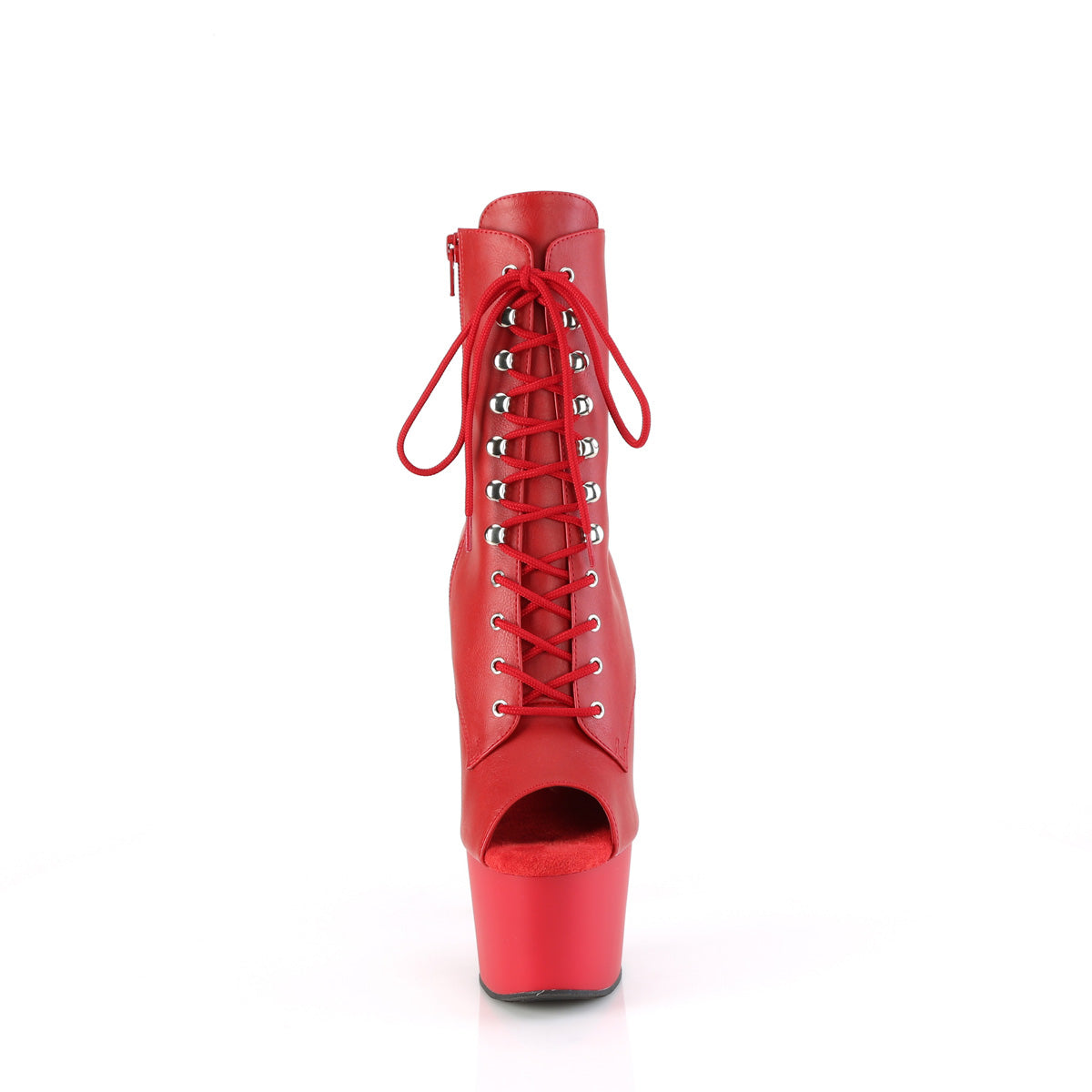 ADORE-1021 Pleaser Red Faux Le/Red Matte Platform Shoes [Exotic Dance Ankle Boots]