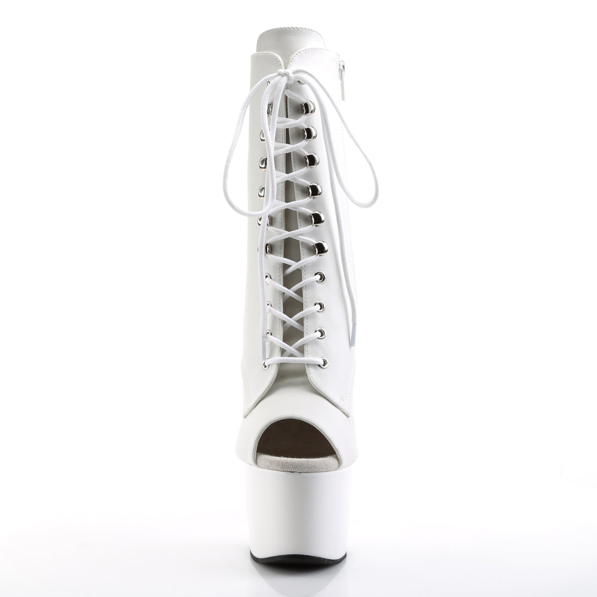 ADORE-1021 Pleaser White Faux Leather/White Platform Shoes [Exotic Dance Ankle Boots]