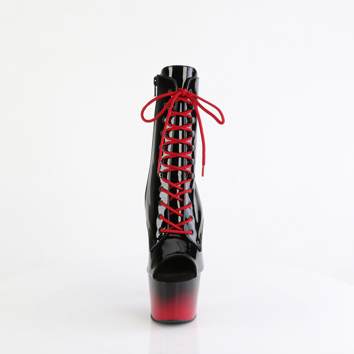 ADORE-1021BR-H Pleaser Black Patent-Red Platform Shoes [Exotic Dance Ankle Boots]