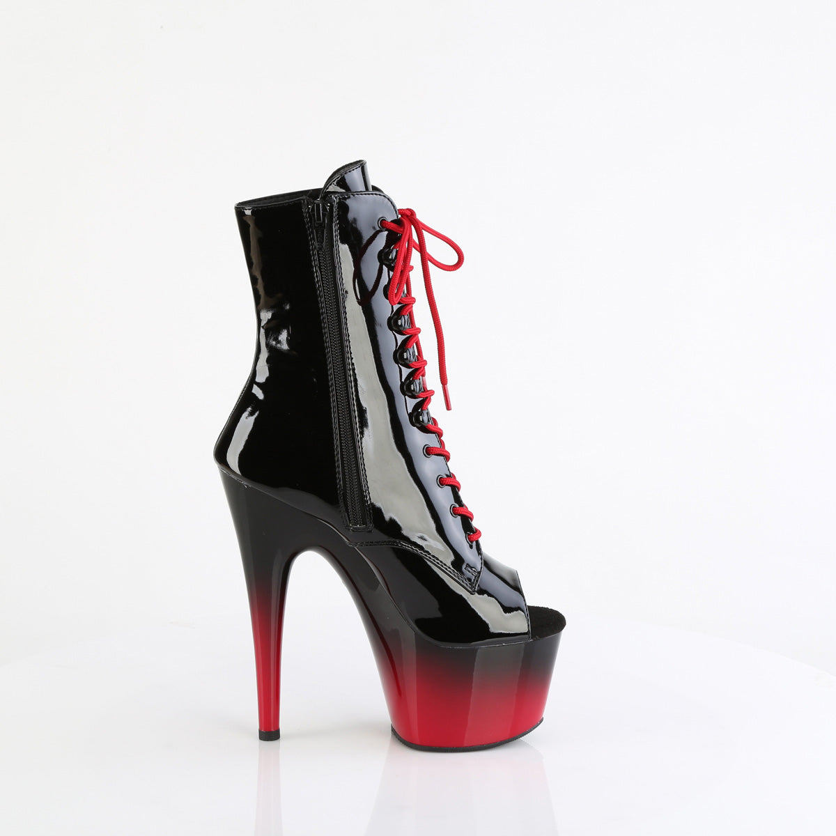 ADORE-1021BR-H Pleaser Black Patent-Red Platform Shoes [Exotic Dance Ankle Boots]