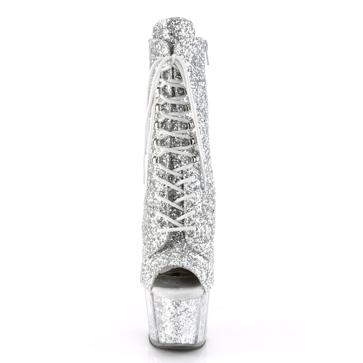 ADORE-1021G Pleaser Silver Glitter/Silver  Glitter Platform Shoes [Exotic Dance Ankle Boots]