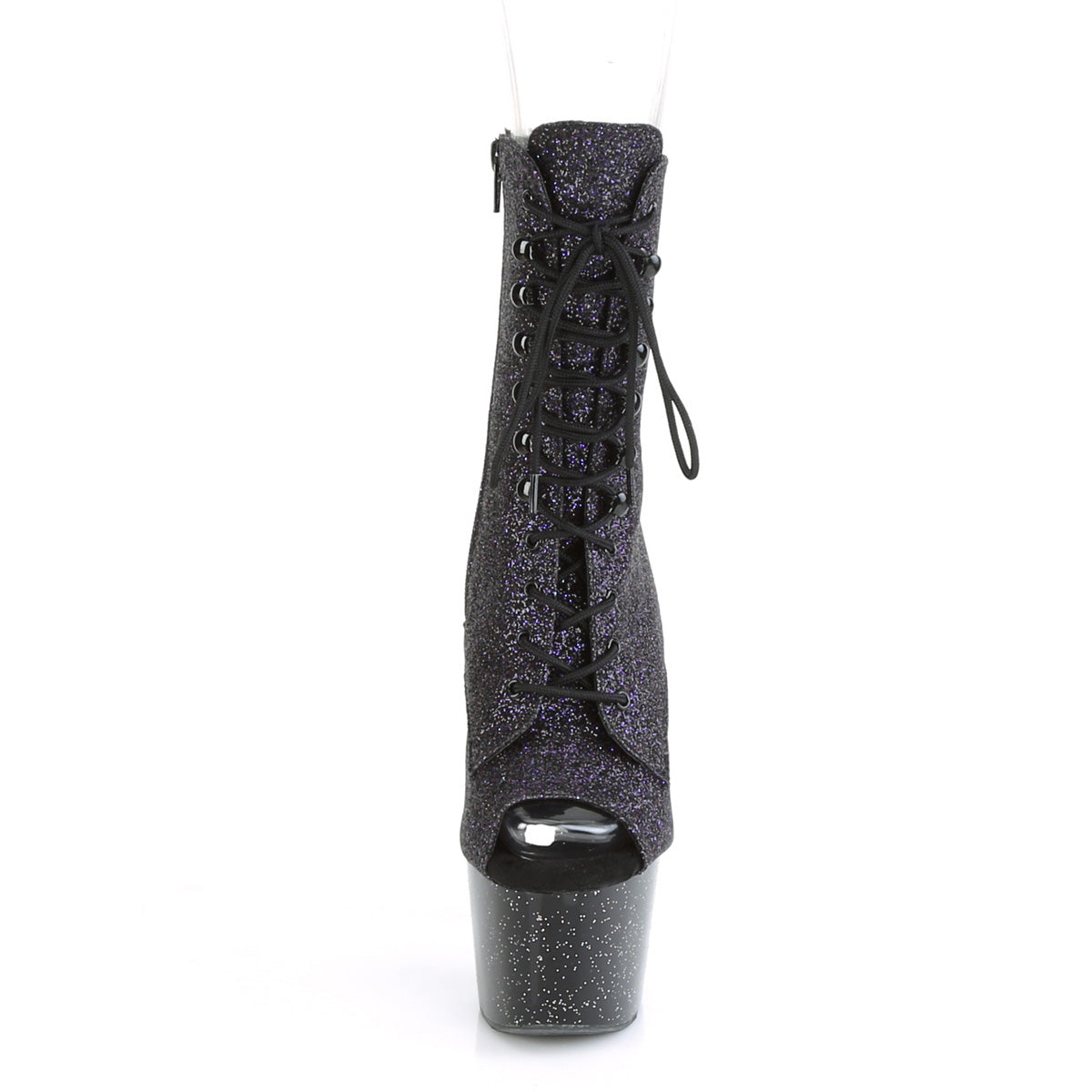 ADORE-1021MG Pleaser Purple Glitter/Black Platform Shoes [Exotic Dance Ankle Boots]