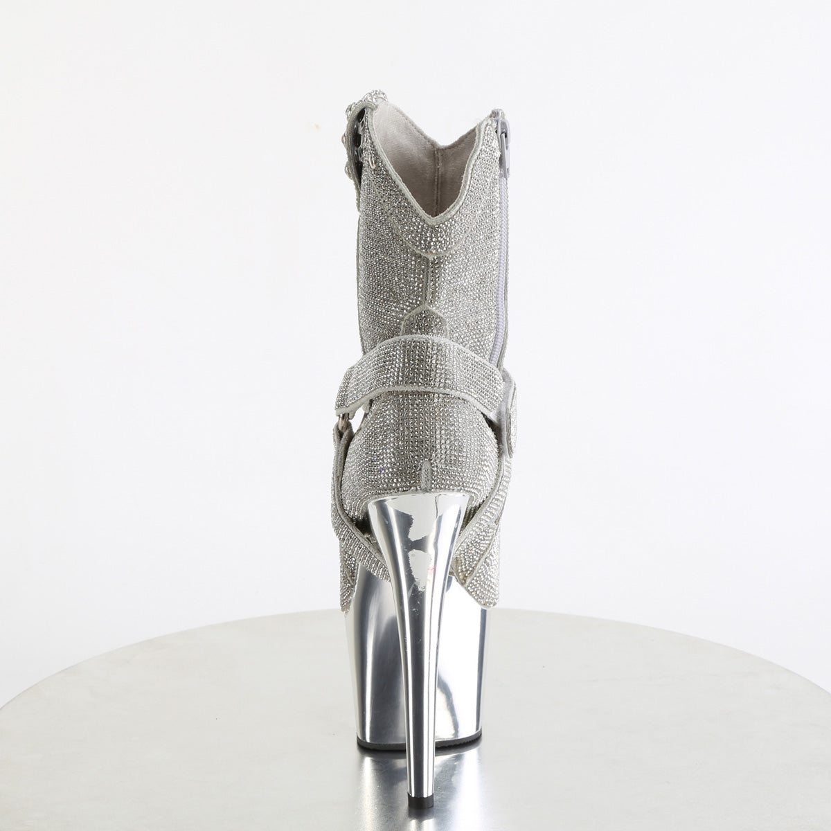 ADORE-1029CHRS Pleaser Silver Rhinestones/Silver Chrome Platform Shoes [Exotic Dance Ankle Boots]