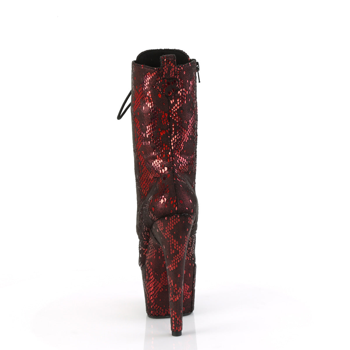 ADORE-1040SPF Pleaser Red Metallic Snake Print Fabric Platform Shoes [Exotic Dance Ankle Boots]