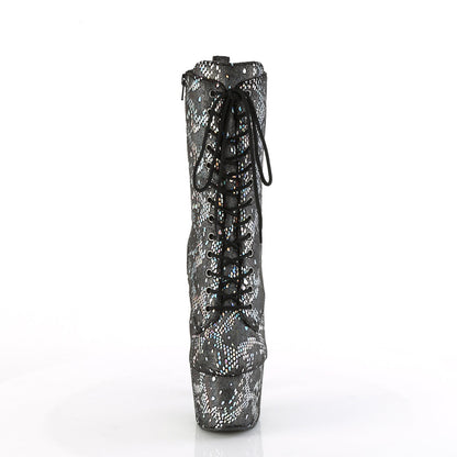 ADORE-1040SPF Pleaser Silver Metallic Holo Snake Print Fabric Sexy Platform Shoes (Pole Dancing Heels)