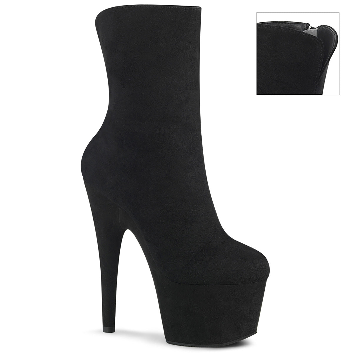 ADORE-1042 Strippers Heels Pleaser Platforms (Exotic Dancing) Blk Faux Suede/Blk Faux Suede